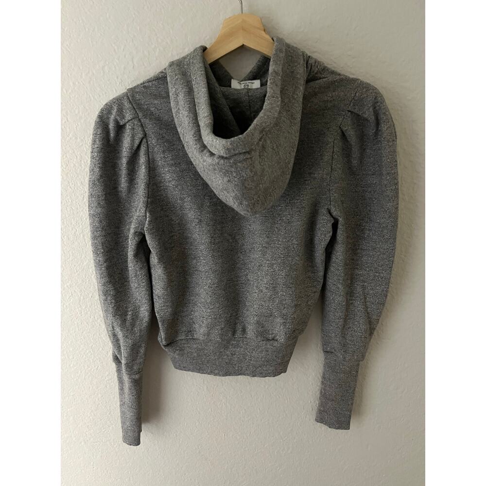 AG Jeans 100% Cotton Puff Sleeve Hoodie Heathered Gray XS Cottagecore Soft Girl - Picture 7 of 8